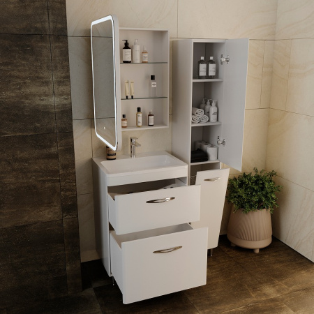 Зеркало-шкаф с подсветкой Style Line Каре (50x80) СС-00002372 белый