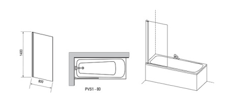 Шторка на ванну Ravak Pivot PVS1-80 79840300Z1