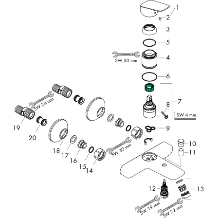 Смеситель для ванны Hansgrohe Logis 71400670 черный матовый