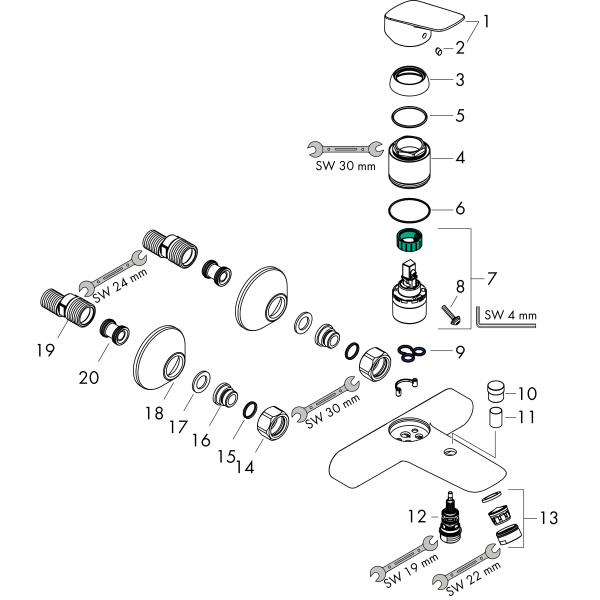 Смеситель для ванны Hansgrohe Logis 71400670 черный матовый