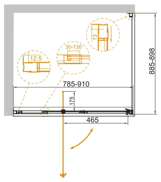 Душевой уголок (80х90) CEZARES VARIANTE VARIANTE-AH-1-80/90-90-C-Cr