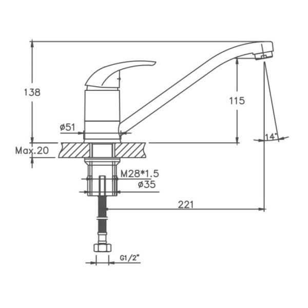 Смеситель для кухни Cron CN4929 Смеситель для кухни Cron CN4929