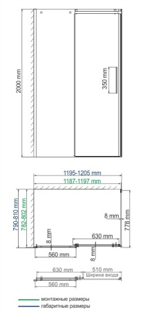 Душевой уголок (120х80) WasserKRAFT Alme 15R06