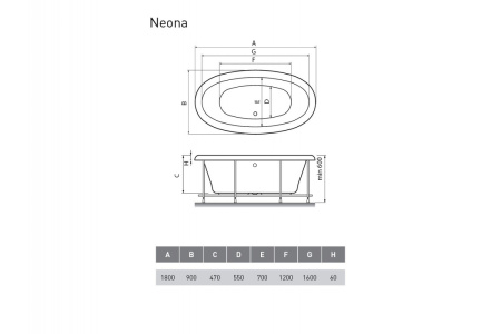 Акриловая ванна Relisan Neona 180x90 Гл000000548