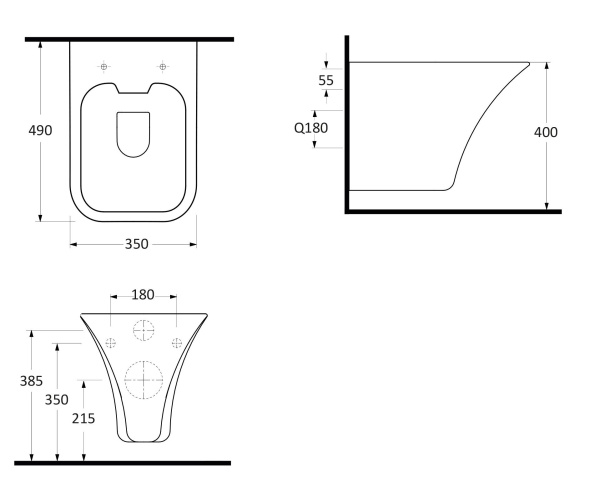 Подвесной безободковый унитаз с функцией биде с сиденьем микролифт beWash Ladoga 54303601