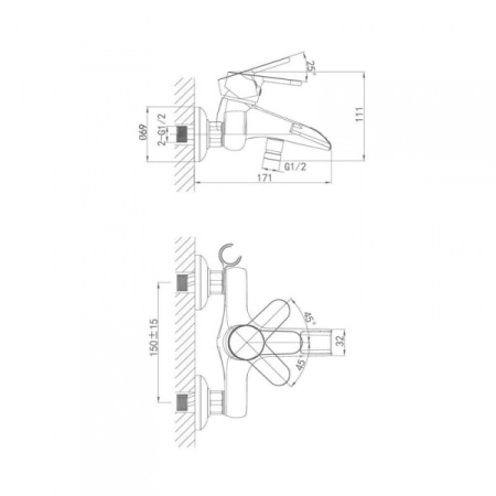 Смеситель для ванны D&K Rhein Marx (DA1393501)