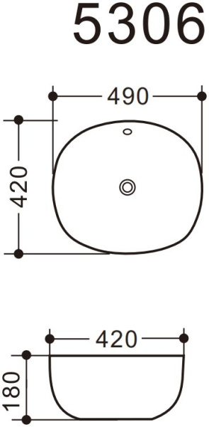 Раковина керамическая накладная (42x49) Art&Max AM5306-W белый