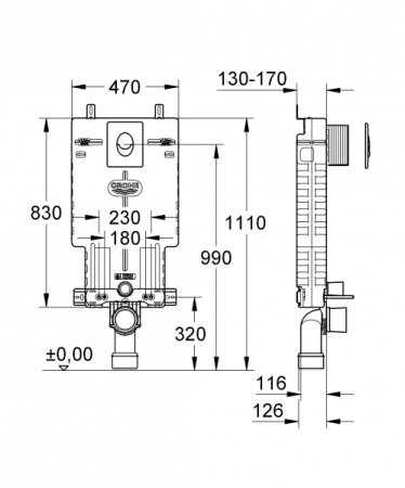 Система инсталяции GROHE Uniset 38724001