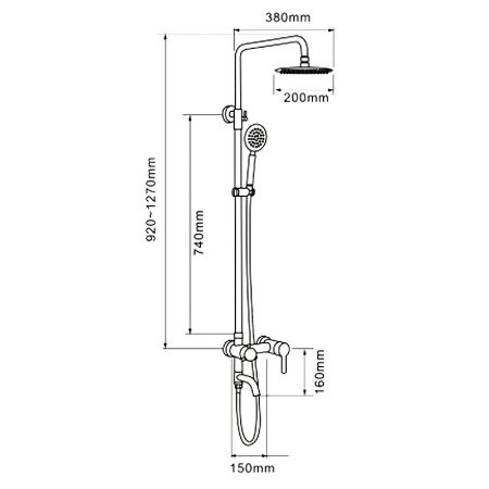 Душевая система с изливом Melana 1002P