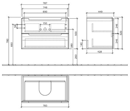 Тумба с раковиной Villeroy&Boch 2DAY2 A98000E4+71758001