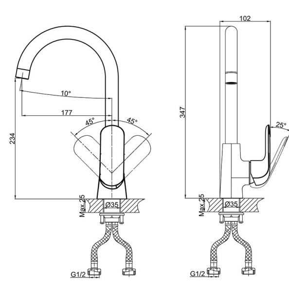 Смеситель для кухни D&K Venice.Gondola (DA1022401)