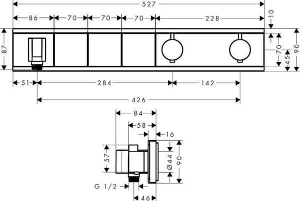 Термостат для душа на 3 потребителя Hansgrohe RainSelect 15356600 черный/хром
