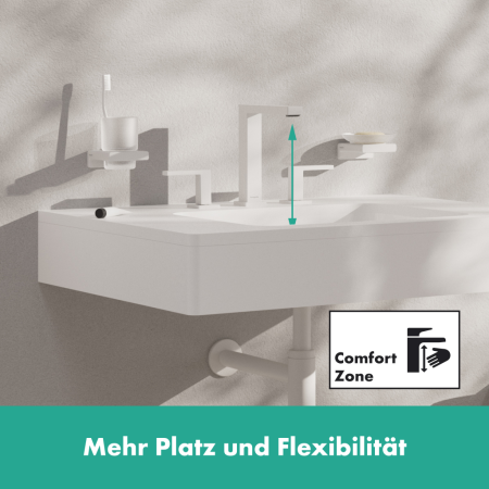 Смеситель для раковины на 3 отверстия с донным клапаном Push-Open Hansgrohe Tecturis E 73030700 белый матовый
