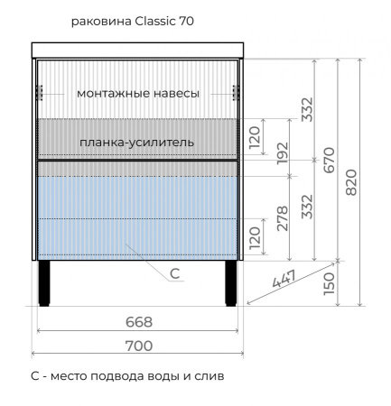 Тумба под раковину Style Line Стокгольм ЛС-00002334 белый
