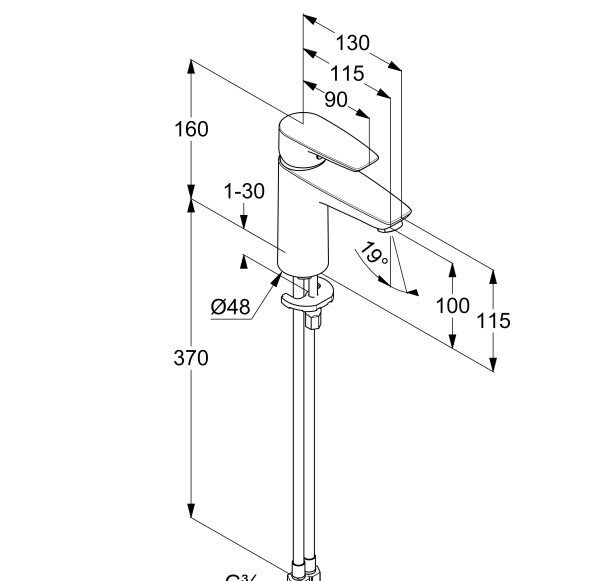 Смеситель для раковины Kludi Pure&Solid 341980575WR4