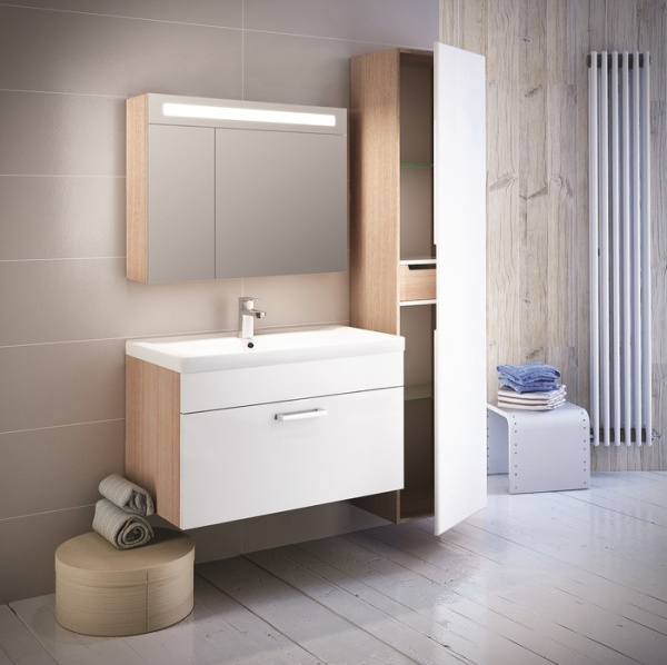 Шкаф-зеркало, IDDIS MIR80N2i99, дерево/белый