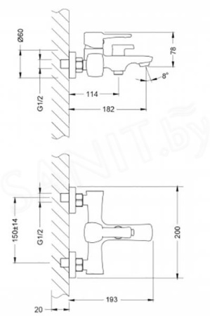 Смеситель для ванны Lemark Evitta (LM0514C)