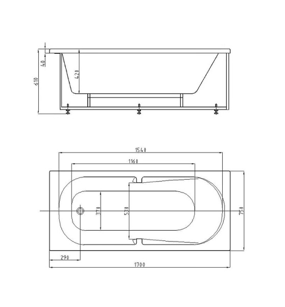 Акриловая ванна Aquatek Лея (170х75) LEY170-0000021 слив слева Акриловая ванна Aquatek Лея (170х75) LEY170-0000021 слив слева