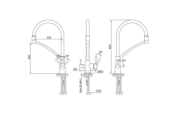 Смеситель для кухни с подключением к фильтру  Paulmark Siеgen Si213111-401TB