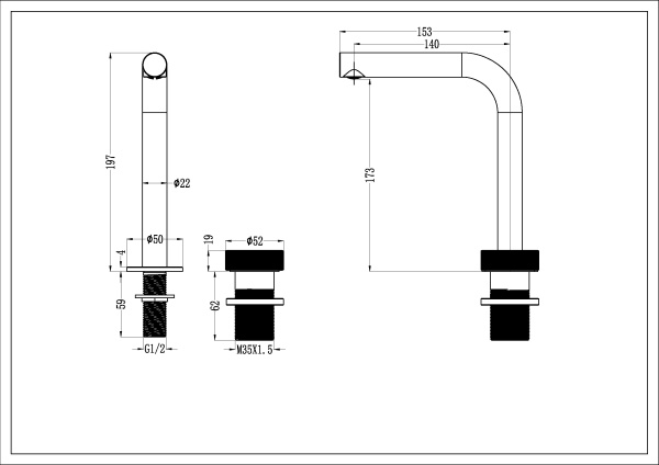 Смеситель для раковины Boheme Tech 158-NB