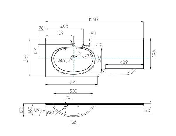 Раковина Aquaton Отель 2/127 левая белая с навесами 1A70113WOT01L
