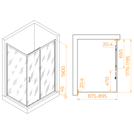 Душевой уголок (120х90) RGW Passage PA-245 410824592-11 прозрачное