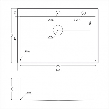 Кухонная мойка (74х50) EMAR EMB-125A PVD Nano Satine