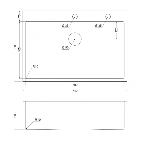 Кухонная мойка (74х50) EMAR EMB-125A PVD Nano Coppery