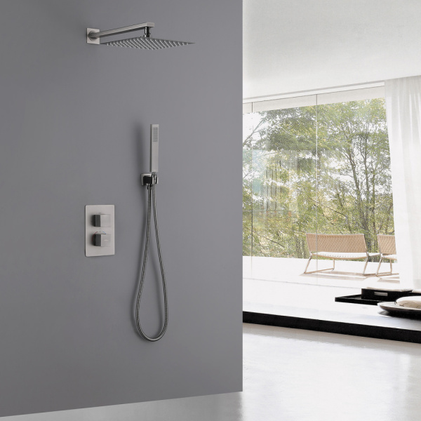 Душевой комплект ABBER Daheim AF8251NG скрытого монтажа без излива, термостат, никель Душевой комплект ABBER Daheim AF8251NG скрытого монтажа без излива, термостат, никель