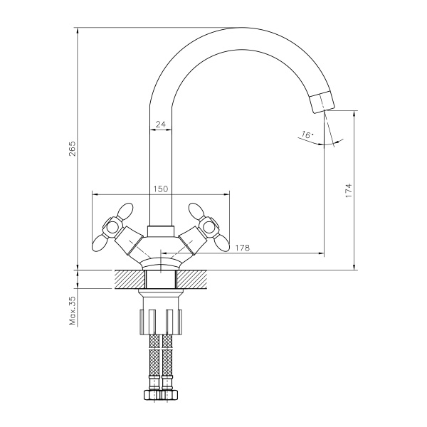 Смеситель для кухни DECOROOM DR53 DR53028