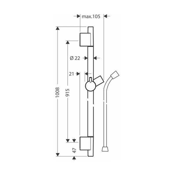 Душевая штанга Hansgrohe Unica S Puro 28631670 черный матовый