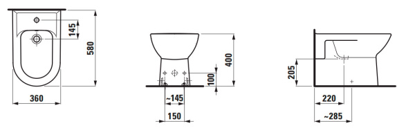 Биде напольное Laufen Pro 8.3295.1.000.304.1