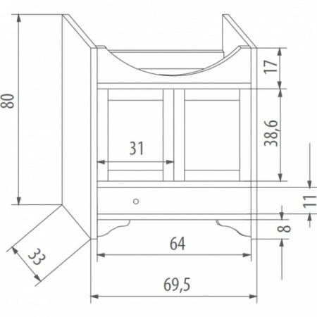 Тумба под раковину Eban FBSCR075-PG pergamon*4