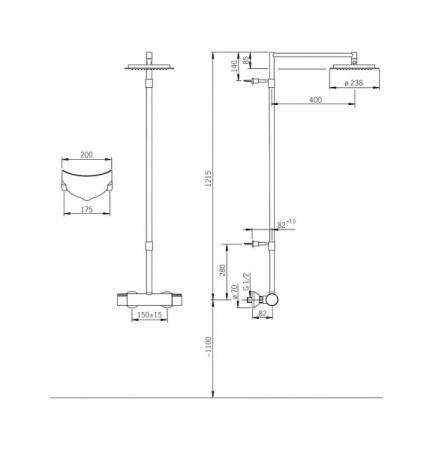 Cмеситель с верхним душем Oras Cubista 2890U