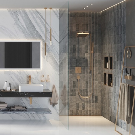 Верхний душ Hansgrohe Pulsify E 260 1jet EcoSmart+ 24333140 шлифованная бронза