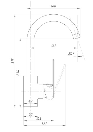 Смеситель для кухни  ПСМ-Профсан Серия-600 PSM-600-3