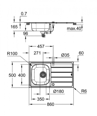 Мойка для кухни Grohe K200 EuroSmart 31565SD1