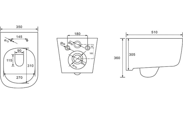 Подвесной безободковый унитаз Aquatek Дива AQ2012-00 микролифт