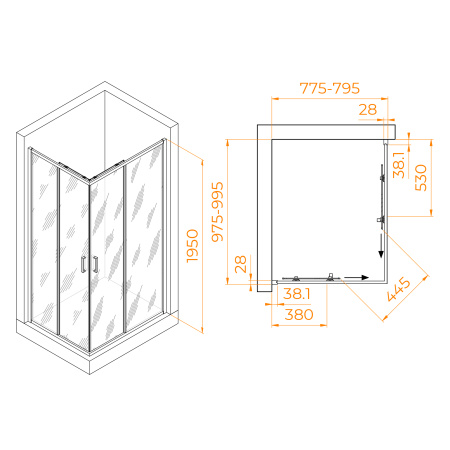 Душевой уголок (100х80) RGW Passage PA-246B 030824680-14 прозрачное