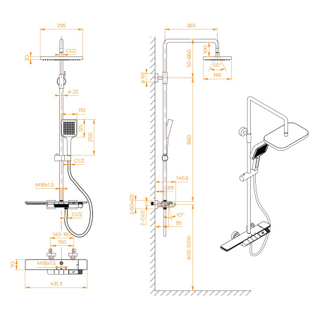 Душевая система RGW SP-34Gr 51140134-11