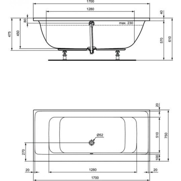Ванна акриловая (170х75) Ideal Standard CONNECT AIR E106601 Ванна акриловая (170х75) Ideal Standard CONNECT AIR E106601