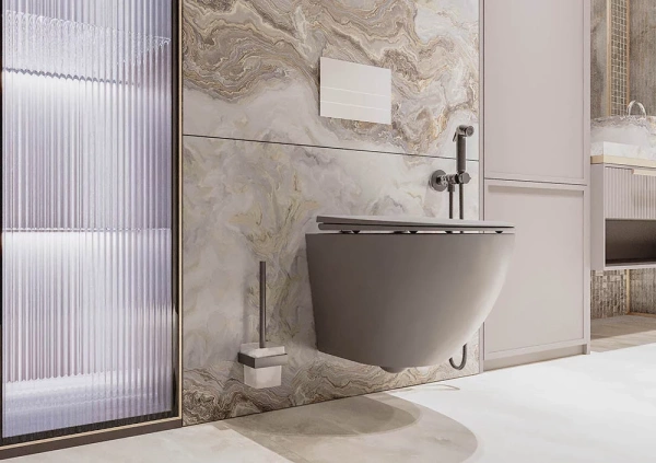 Унитаз подвесной безободковый Veconi Moro VMO-48TGrT с сиденьем микролифт, торнадо