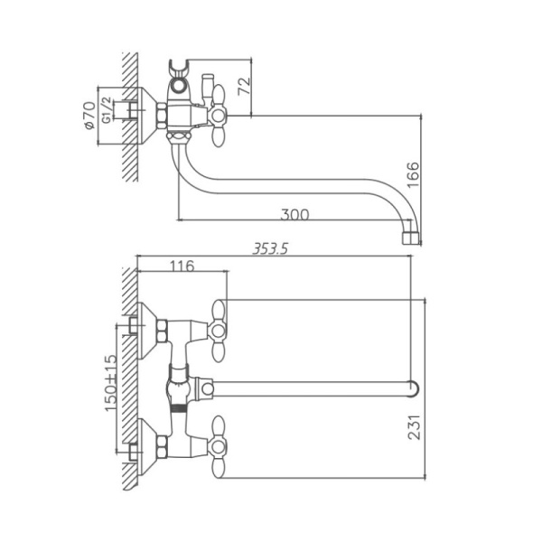 Смеситель для ванны Cron CN22127-12