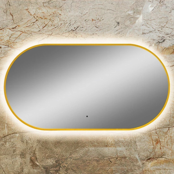 Зеркало с подсветкой Art&Max Torino AM-Tor-550-1050-DS-Gold сенсорным выключателем
