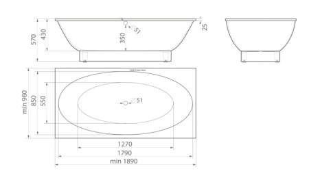 Ванна из искусственного камня (189х96) Aquastone MALTA