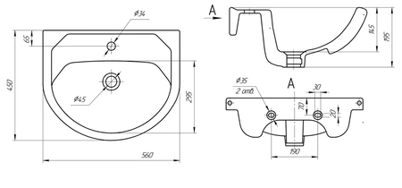 Раковина Misty Исеть 55 д8943