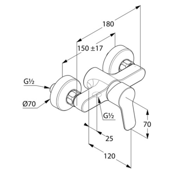 Смеситель для душа Kludi Pure&Easy 378410565 Смеситель для душа Kludi Pure&Easy 378410565