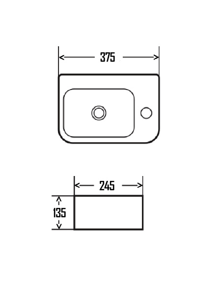 Раковина накладная (24,5x37,5) AQUAme AQM5006R