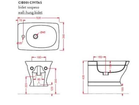 Унитаз подвесной ArtCeram Civitas CIV001 34 00 grigio acquarello без сиденья