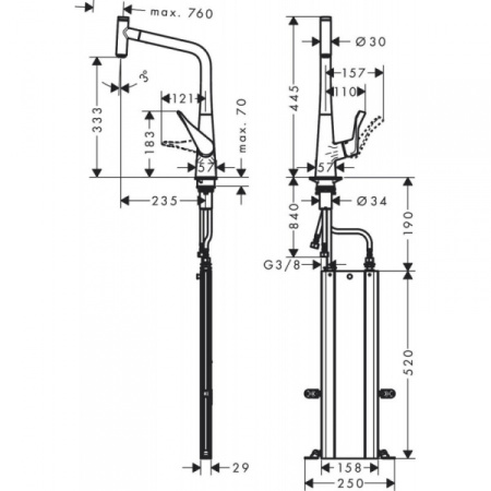 Смеситель для кухонной мойки hansgrohe Metris Select M71 73803000